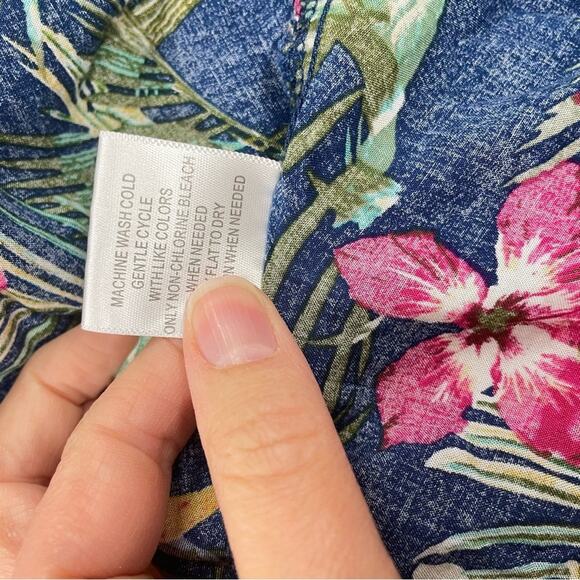 ModCloth Blue Tropical Floral Wrap Style Midi Skirt Womens 3X Bright Beachy - Picture 9 of 10